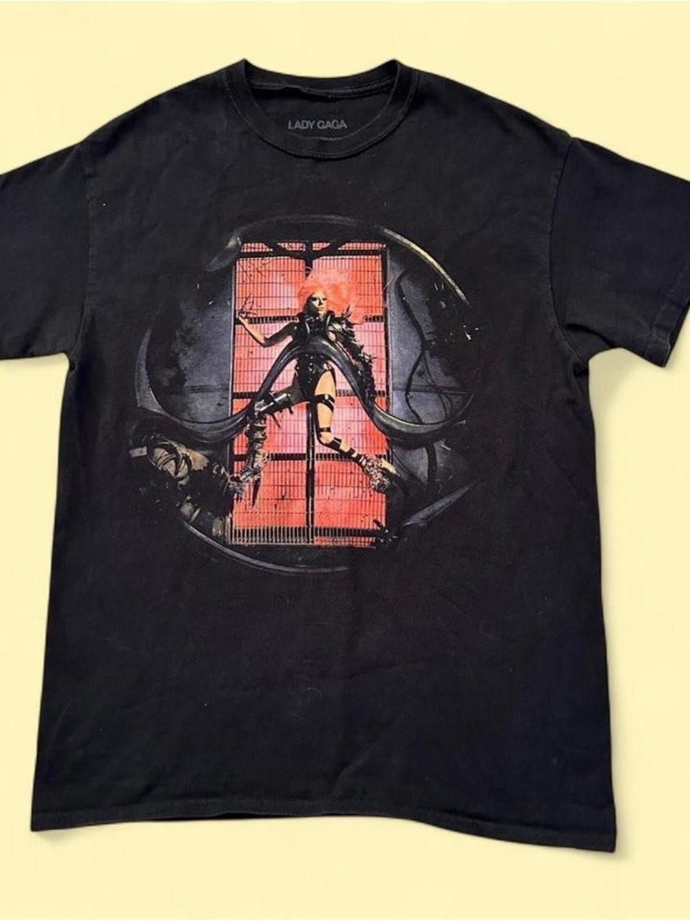 Lady Gaga Black Chromatica concert tour Graphic Tee with Red Accent medium